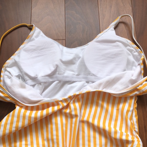 💛🤍 Yellow and white striped one piece bathing suit - Picture 2 of 3